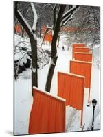 A Cross Country Skier Slides Through a Section of the Gates-null-Mounted Photographic Print