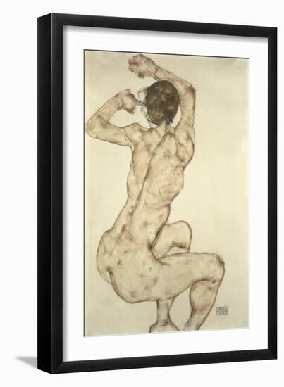 A Crouching Nude, 1915-Egon Schiele-Framed Giclee Print