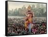 A Crowd of Revellers Carry a Statue of Ganesh-null-Framed Stretched Canvas