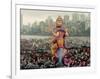 A Crowd of Revellers Carry a Statue of Ganesh-null-Framed Photographic Print