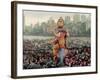 A Crowd of Revellers Carry a Statue of Ganesh-null-Framed Photographic Print