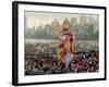 A Crowd of Revellers Carry a Statue of Ganesh-null-Framed Photographic Print