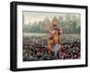 A Crowd of Revellers Carry a Statue of Ganesh-null-Framed Photographic Print