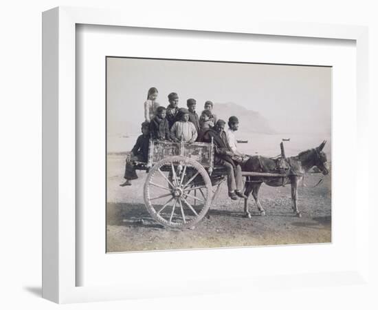 A Crowded Wagon Drawn by a Mule, Palermo, Sicily, c.1880-Giorgio Sommer-Framed Giclee Print