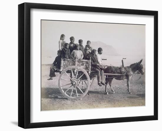 A Crowded Wagon Drawn by a Mule, Palermo, Sicily, c.1880-Giorgio Sommer-Framed Giclee Print