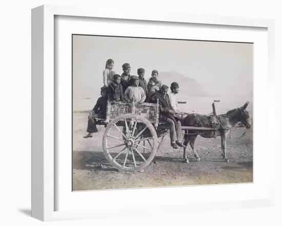 A Crowded Wagon Drawn by a Mule, Palermo, Sicily, c.1880-Giorgio Sommer-Framed Giclee Print