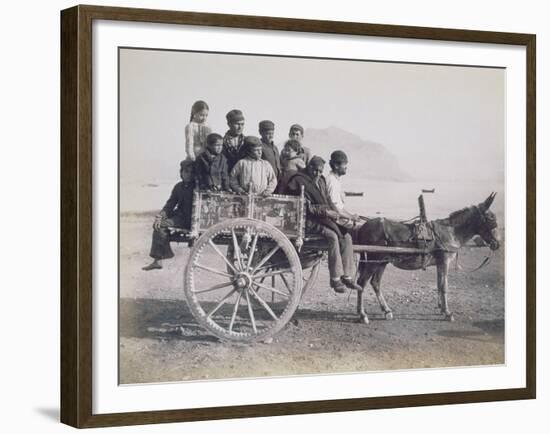 A Crowded Wagon Drawn by a Mule, Palermo, Sicily, c.1880-Giorgio Sommer-Framed Giclee Print