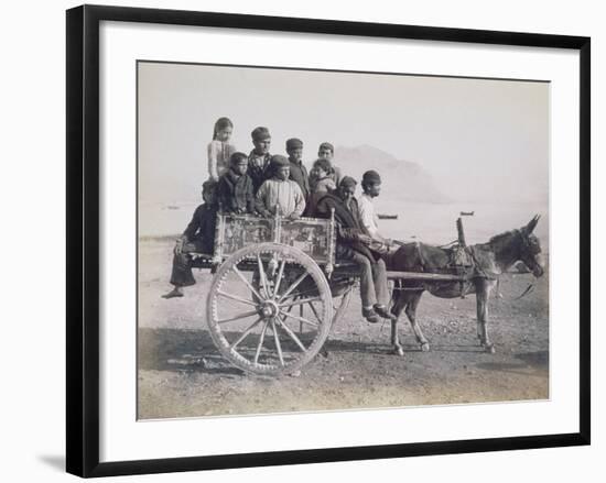 A Crowded Wagon Drawn by a Mule, Palermo, Sicily, c.1880-Giorgio Sommer-Framed Giclee Print