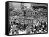 A Crowed Gathers as Floats Make Their Way Through Canal Street During the Mardi Gras Celebration-null-Framed Stretched Canvas