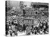 A Crowed Gathers as Floats Make Their Way Through Canal Street During the Mardi Gras Celebration-null-Stretched Canvas