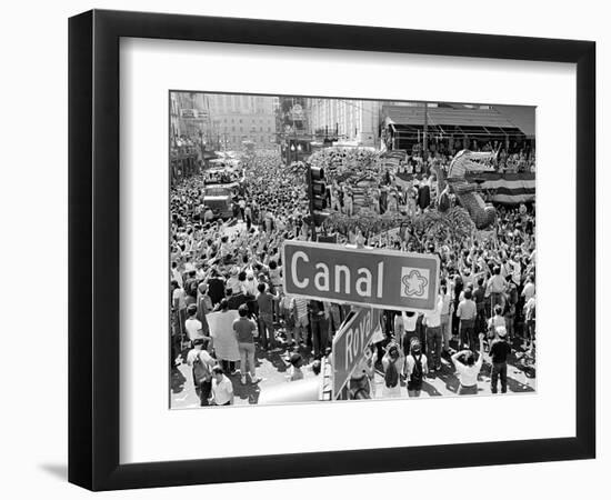 A Crowed Gathers as Floats Make Their Way Through Canal Street During the Mardi Gras Celebration-null-Framed Photographic Print