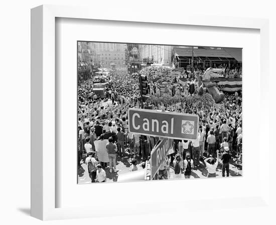 A Crowed Gathers as Floats Make Their Way Through Canal Street During the Mardi Gras Celebration-null-Framed Photographic Print