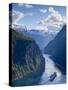 A Cruise Ship Navigates Through Geiranger Fjord, Geiranger, More Og Romsdal, Norway-Doug Pearson-Stretched Canvas