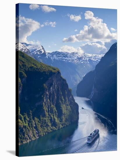 A Cruise Ship Navigates Through Geiranger Fjord, Geiranger, More Og Romsdal, Norway-Doug Pearson-Stretched Canvas