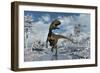 A Cryolophosaurus Dinosaur Walking Along a Stream of Modern Day Antarctica-Stocktrek Images-Framed Art Print