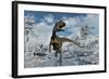 A Cryolophosaurus Dinosaur Walking Along a Stream of Modern Day Antarctica-Stocktrek Images-Framed Art Print