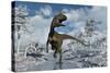 A Cryolophosaurus Dinosaur Walking Along a Stream of Modern Day Antarctica-Stocktrek Images-Stretched Canvas