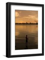 A Cuban Fishing off the City of Havana. in between the Capitol Building. Cuba-Toniflap-Framed Photographic Print