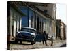 A Cuban Man Gets out of His Car with His Child-Javier Galeano-Stretched Canvas