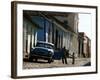 A Cuban Man Gets out of His Car with His Child-Javier Galeano-Framed Photographic Print