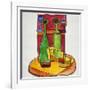 A cubist, abstract still life of wine and cheese. Add a bit of baguette and you have lunch.-Richard Lawrence-Framed Photographic Print