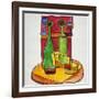 A cubist, abstract still life of wine and cheese. Add a bit of baguette and you have lunch.-Richard Lawrence-Framed Photographic Print