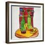 A cubist, abstract still life of wine and cheese. Add a bit of baguette and you have lunch.-Richard Lawrence-Framed Photographic Print