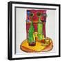 A cubist, abstract still life of wine and cheese. Add a bit of baguette and you have lunch.-Richard Lawrence-Framed Photographic Print