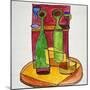 A cubist, abstract still life of wine and cheese. Add a bit of baguette and you have lunch.-Richard Lawrence-Mounted Premium Photographic Print