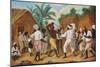 A Cudgelling Match between English and French Black People in the Island of Dominica (Oil on Panel)-Agostino Brunias-Mounted Giclee Print