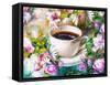 A Cup of Coffee Among Flowers-Koliadzynska Iryna-Framed Stretched Canvas