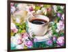 A Cup of Coffee Among Flowers-Koliadzynska Iryna-Framed Art Print