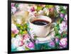 A Cup of Coffee Among Flowers-Koliadzynska Iryna-Framed Art Print