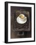 A Cup of Espresso on a Wooden Bowl with Coffee Beans-Anita Oberhauser-Framed Premium Photographic Print