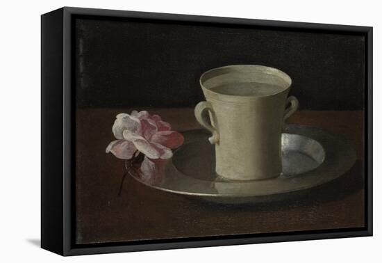 A Cup of Water and a Rose, C.1630-Francisco de Zurbarán-Framed Stretched Canvas