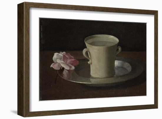 A Cup of Water and a Rose, C.1630-Francisco de Zurbarán-Framed Giclee Print