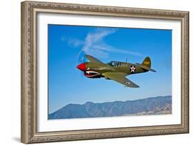 A Curtiss P-40E Warhawk in Flight Near Chino, California-null-Framed Photographic Print