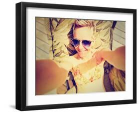 A Cute Girl Smiling at the Camera on a Bright Sunny Day-graphicphoto-Framed Photographic Print