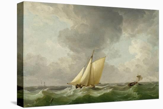 A Cutter in a Strong Breeze (Oil on Copper)-Charles Brooking-Stretched Canvas