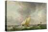 A Cutter in a Strong Breeze (Oil on Copper)-Charles Brooking-Stretched Canvas