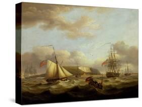 A Cutter Passing Astern of a Frigate, Early 19Th Century (Oil on Canvas)-Thomas Luny-Stretched Canvas