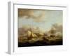 A Cutter Passing Astern of a Frigate, Early 19Th Century (Oil on Canvas)-Thomas Luny-Framed Giclee Print