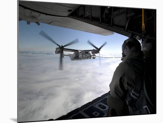 A Cv-22B Osprey Receives Fuel Off the Coast of Greenland-null-Mounted Photographic Print