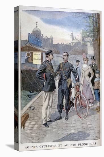 A Cycle and Water Police Officer, Paris, 1900-Oswaldo Tofani-Stretched Canvas