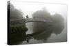 A cyclist on a bridge on Birmingham Canal Navigations (BCN), Birmingham, West Midlands, England, Un-Graham Lawrence-Stretched Canvas