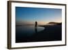 A Cyclist on Juquehy Beach at Sunset-Alex Saberi-Framed Photographic Print