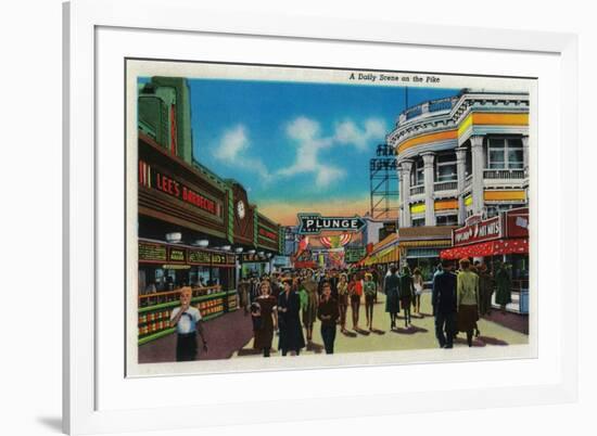 A daily scene on the Pike, Long Beach - Long Beach, CA-Lantern Press-Framed Art Print