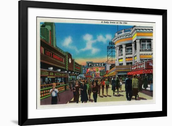 A daily scene on the Pike, Long Beach - Long Beach, CA-Lantern Press-Framed Art Print