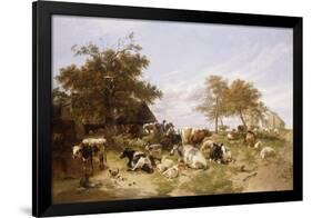 A Dairy Farm on the Marshes, East Kent-Thomas Sidney Cooper-Framed Giclee Print