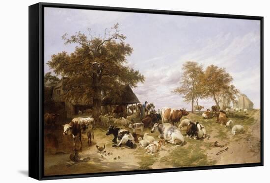 A Dairy Farm on the Marshes, East Kent-Thomas Sidney Cooper-Framed Stretched Canvas